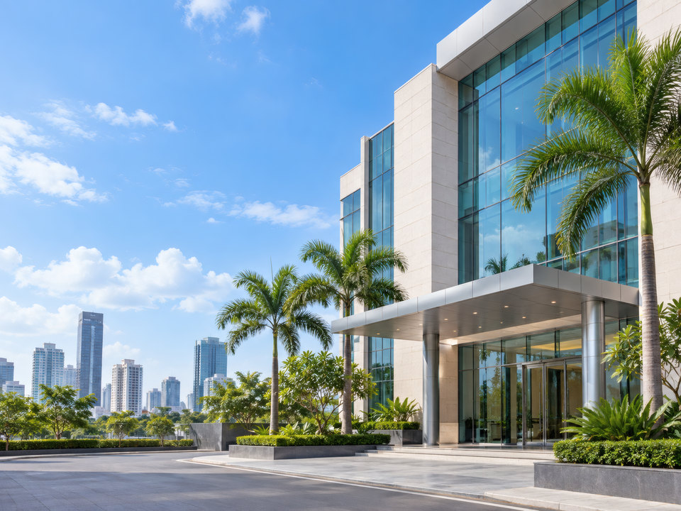 Glass exterior of a building