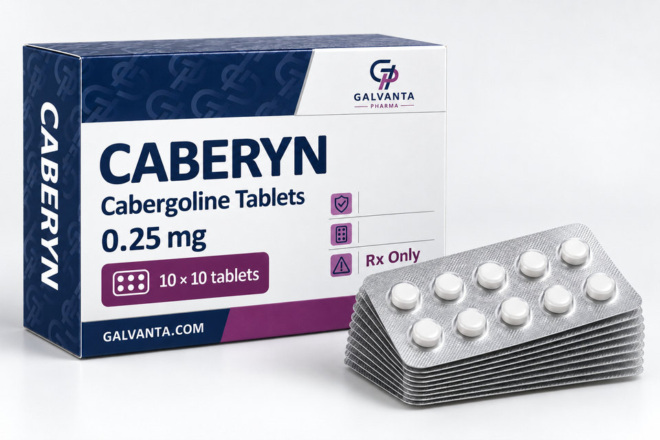 Cabergoline packaging.