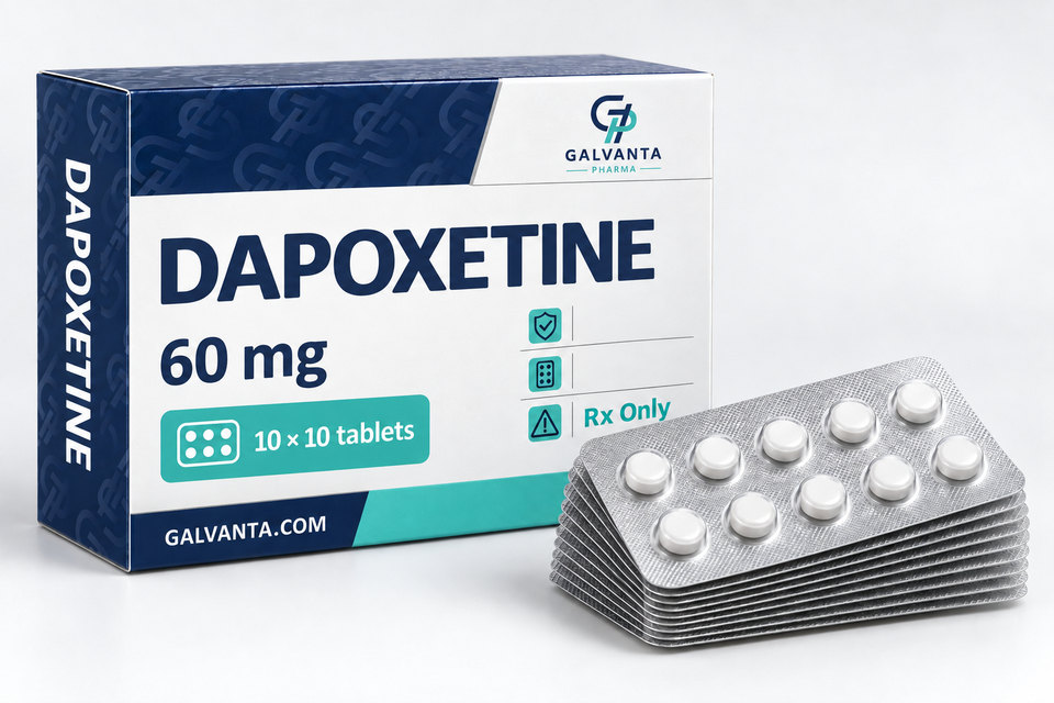 Dapoxetine packaging.