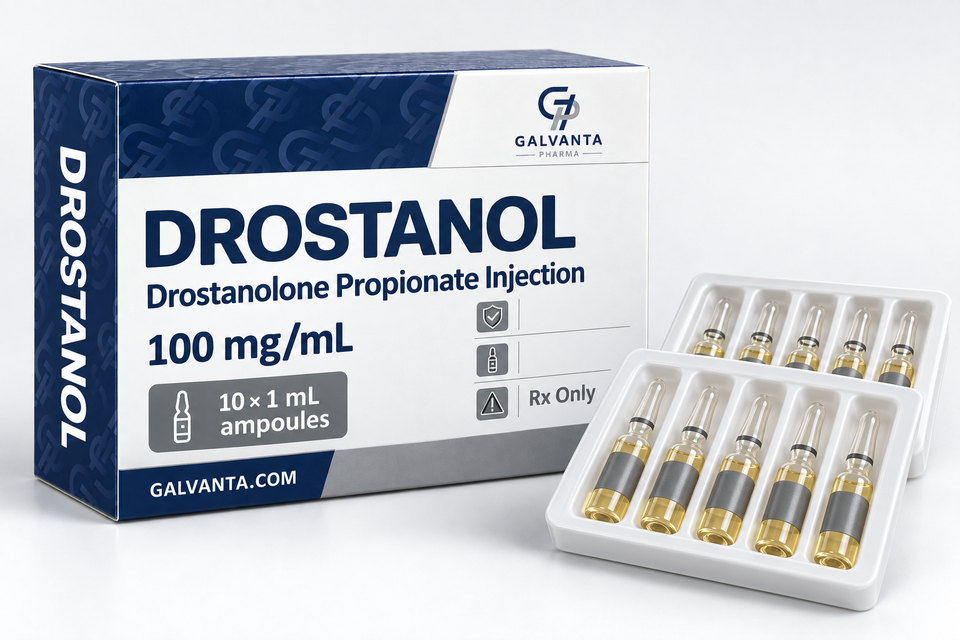 Drostanolone Propionate packaging.