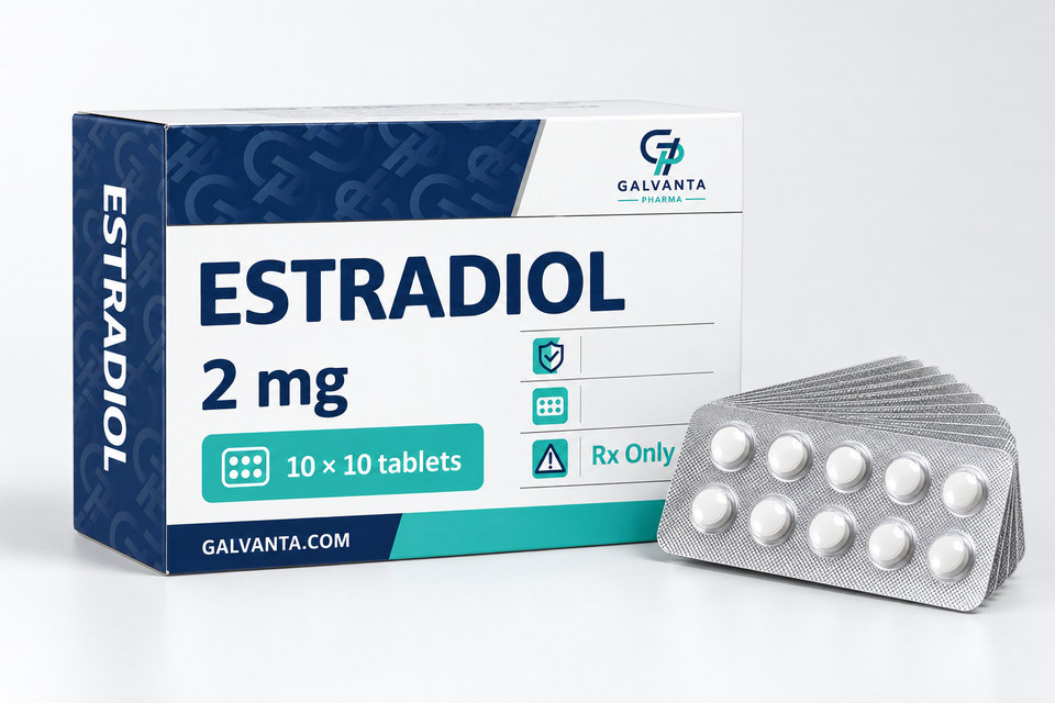 Estradiol tablet packaging.
