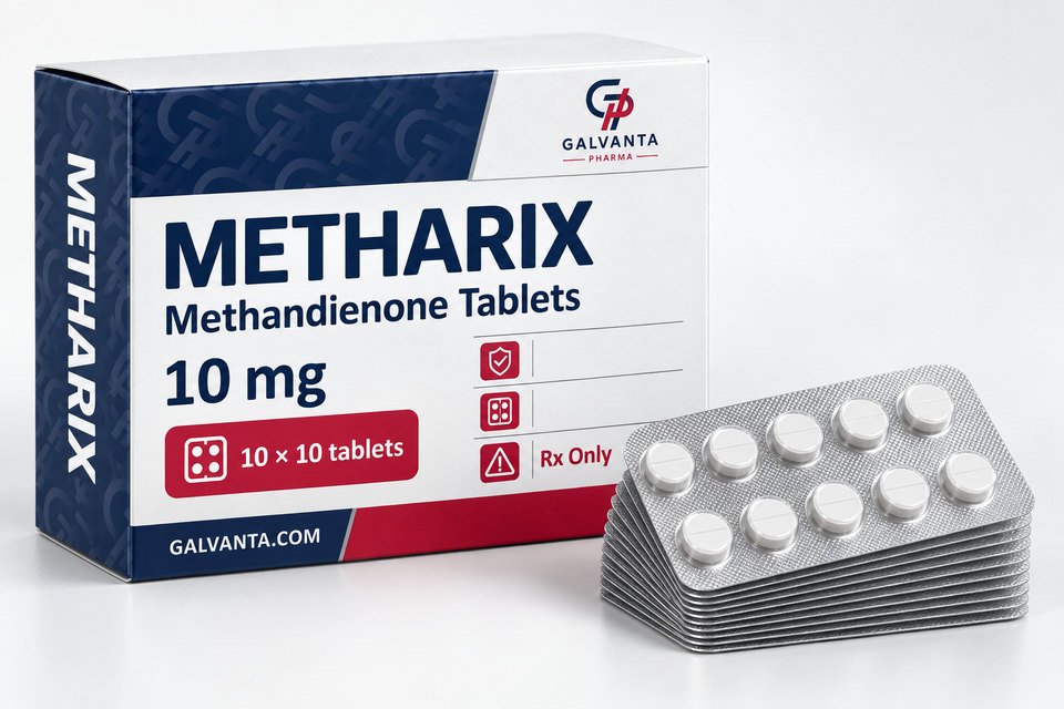 Methandienone packaging.