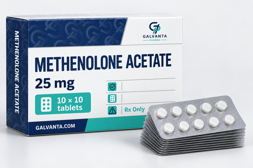 ការវេចខ្ចប់ Methenolone Acetate។