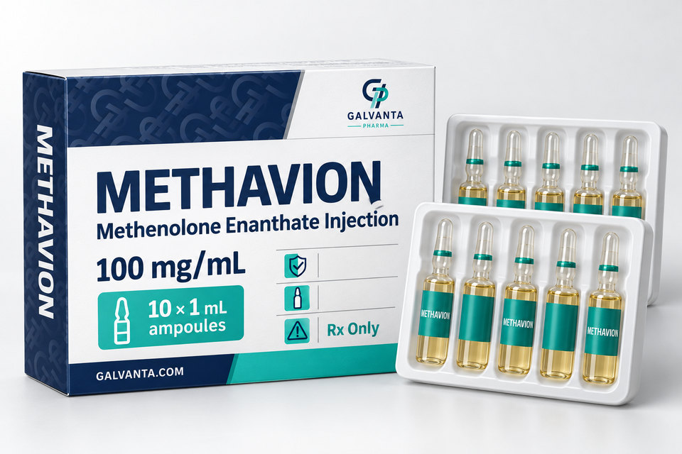 Methenolone Enanthate packaging.
