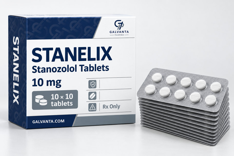 Stanozolol packaging.