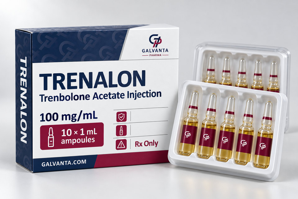 Trenbolone Acetate packaging.