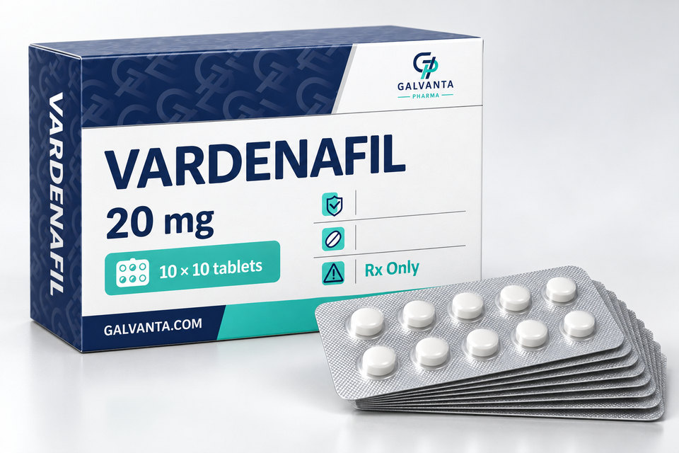 Vardenafil packaging.